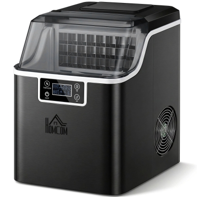HOMCOM Eiswürfelmaschine Eiswürfelspender Ice-Maker 20kg/24h 2,3L Eiswürfelbereiter mit 3,2 L Wassertank, Schwarz