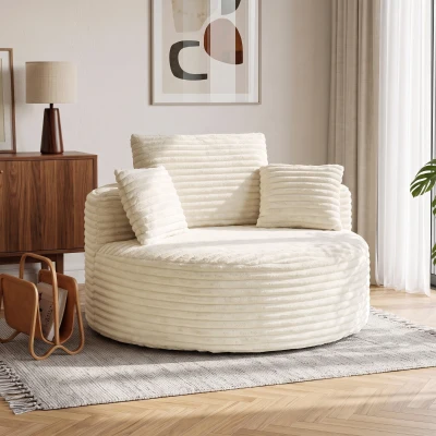HOMCOM Fotoliu cu șezut adânc, fotoliu individual fără cadru fix, design integral din spumă, 4 perne, crem-alb