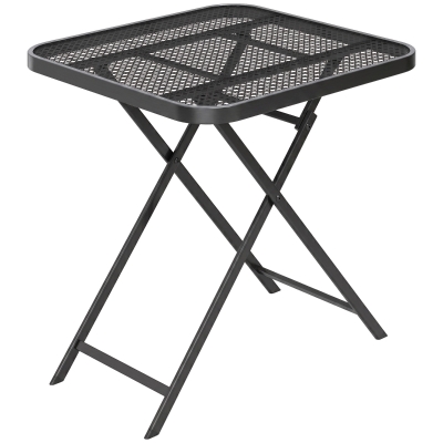 Outsunny Opvouwbare Tuinetafel 70x70 cm, Weerbestendige Balkontafel met Rasterontwerp Vierkant Zwart