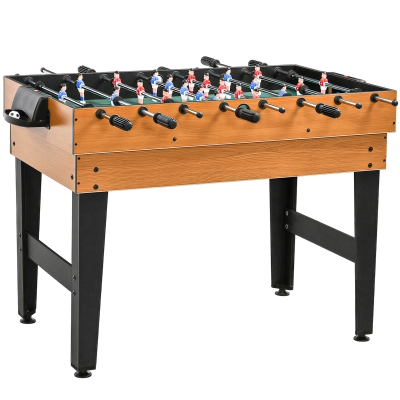 HOMCOM Mesa Multijuegos 4 en 1 con Futbolín Billar Hockey de Mesa y Ping-pong para Niños y Adultos 107x61x84,5 cm Natural