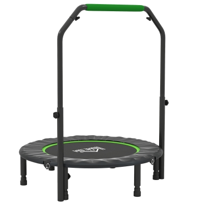 HOMCOM Cama Elástica Plegable Ø102 cm con Mango Ajustable Marco de Acero para Entrenamiento Piernas Cuerpo Negro y Verde