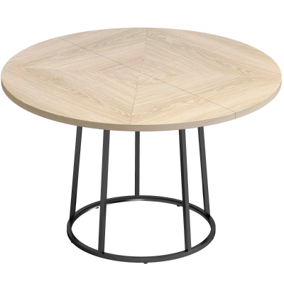 HOMCOM Table Ronde Ø120cm Bois Naturel Pieds Métal Cuisine