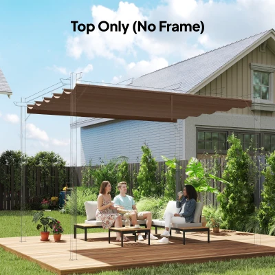 Outsunny Acoperiș pentru pergolă gazebo 4x3 m cu 10 orificii, culoare cafeniu