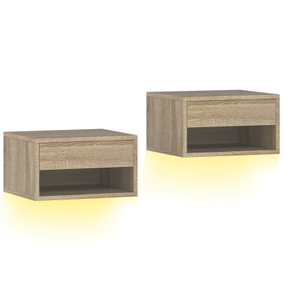HOMCOM Set 2 Comodini Sospesi Luci LED Regolabili con APP