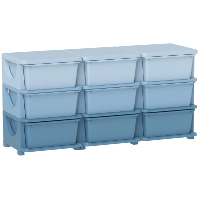 HOMCOM Aufbewahrungsbox für Kinder, Kinder-Aufbewahrungsbox, 9 Schubladen, Blau