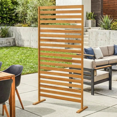 Outsunny Biombo de Madera 170x80 cm Biombo Separador de Ambientes Enrejado para Exterior Jardín Patio Terraza Marrón