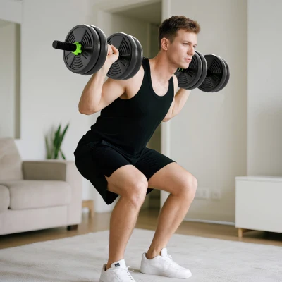 SPORTNOW Hantelset verstellbar 15 KG Kurzhantel Set Kurzhanteln Langhanteln Hanteln Set für Krafttraining