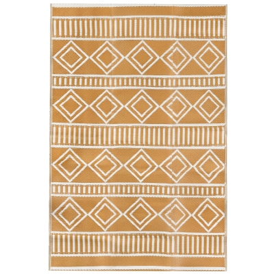 Outsunny Outdoorteppich Terrassenteppich, wetterbeständig, modernes Design, 121 cm x 182 cm x 0,3 cm, Grün + Creme