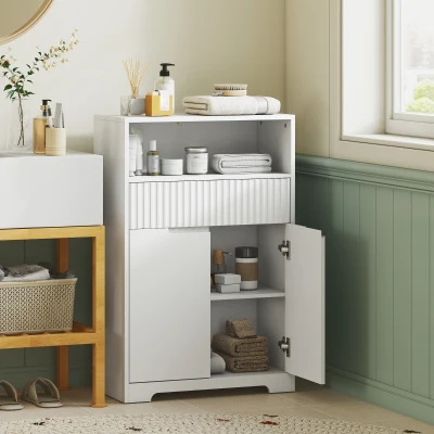 HOMCOM Mobiletto Bagno Salvaspazio con Cassetto, Bianco
