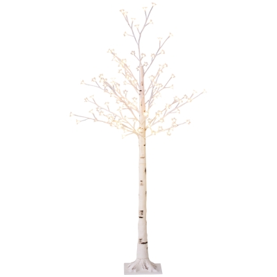 HOMCOM Copac Di Betulla Con 120 Lumini Led Înalt 150cm 3 Niveluri Luminosità Alb