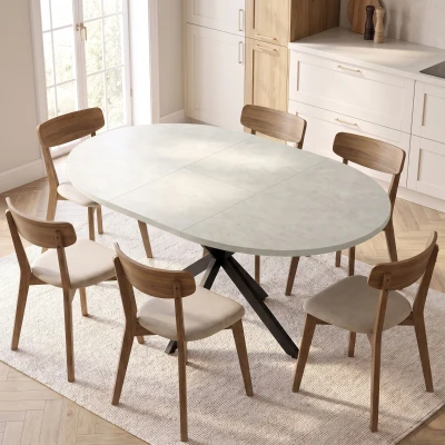 HOMCOM Mesa de comedor extensible oval para 4 a 6 personas, mesa de cocina con extensión 100-135 cm, efecto piedra gris