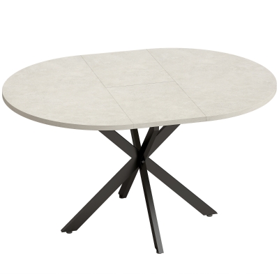 HOMCOM Mesa de comedor extensible oval para 4 a 6 personas, mesa de cocina con extensión 100-135 cm, efecto piedra gris