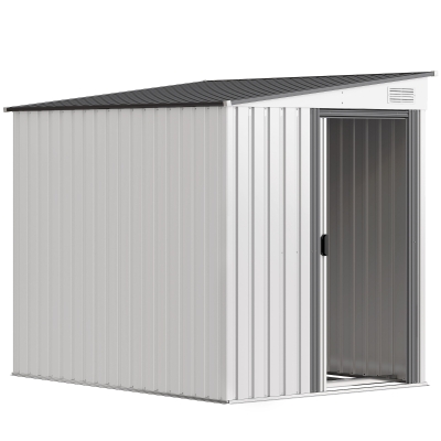 Outsunny Metall Gerätehaus 2,81m² 154x206,5x181 cm Geräteschuppen mit Pultdach Fundament