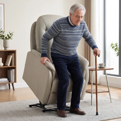 HOMCOM Fotoliu Recliner Electric cu Funcție de Ridicare, Masaj 8 Puncte, Încălzire, PU, Gri Deschis