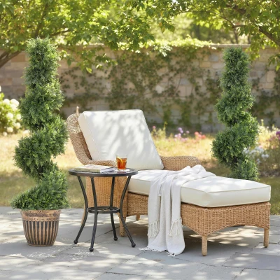 HOMCOM Ciprés en espiral, set de 2 plantas artificiales, con maceta, 120 cm de altura, verde