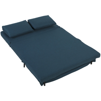 HOMCOM Canapé Convertible 2 Places Clic-Clac Bleu Dossier Réglable