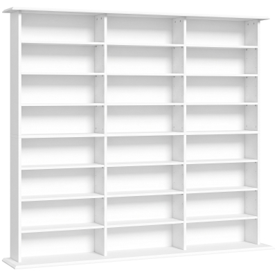 HOMCOM Étagère Multimédia 24 Compartiments 1032 CDs Blanc