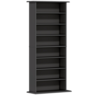 HOMCOM Étagère à CD 6 Niveaux Réglables Noir 58x24x124,5 cm