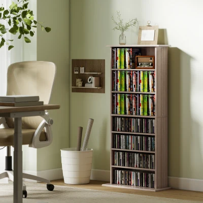 HOMCOM Étagère 8 Compartiments Bois Naturel 58x24x126cm