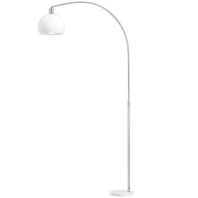 HOMCOM Stehlampe, gebogener Kopf, Fußschalter, Marmorsockel, Kunststoffschirm, Weiß