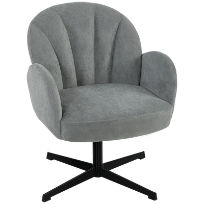 HOMCOM Swivel Accent Chair Shell-Shaped Metal Base Grey