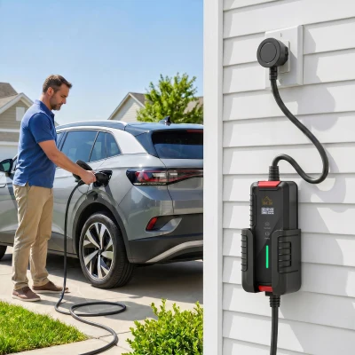 Încărcător pentru Mașini Electrice cu Ecran LCD, 5m, Negru