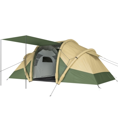 Outsunny Inflatable Air Tent 2 Bedroom 4 Person Waterproof Grey