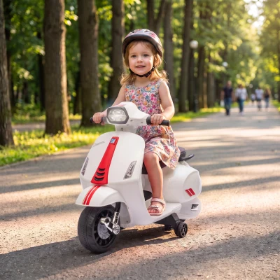 AIYAPLAY Moto Elettrica per Bambini 2-4 Anni Licenza, Bianco