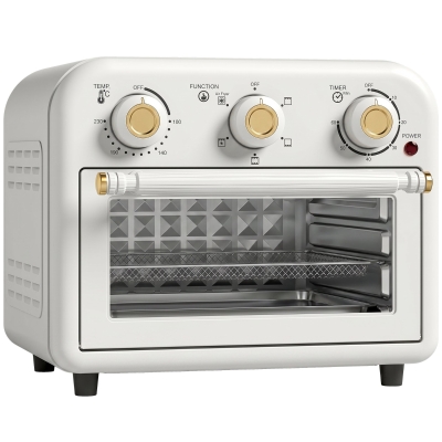 HOMCOM Heißluftfritteuse 12 Liter Mini Backofen mit Umluft, 5 Programmen, Backblech und Frittierkorb, 1200 W, Spülmaschinenfest