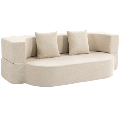 HOMCOM Canapé Convertible 2 Places 190cm Chenille Beige