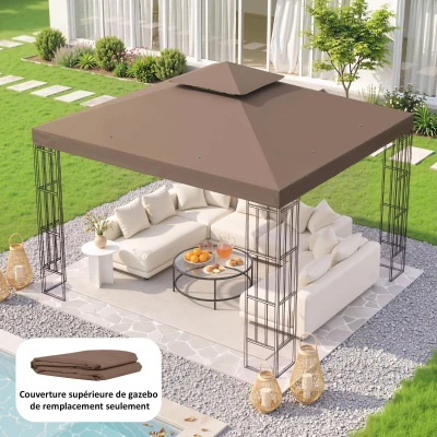 Outsunny Toile Pavillon 3x3m Polyester Chocolat