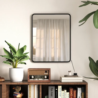 HOMCOM Rectangular Wall Mirror HD Glass Black