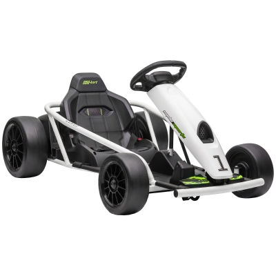 HOMCOM 24V Electric Go Kart Drift Ride-On White 8-12 Years