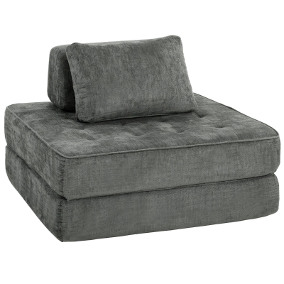 HOMCOM Canapé-lit 1 Place Pliant Convertible Chauffeuse Gris