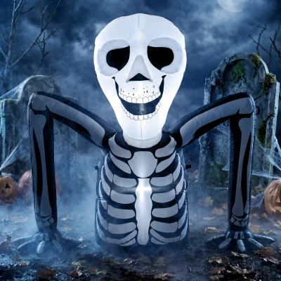 Outsunny Inflatable Skeleton LED Halloween Indoor Outdoor Decoration
