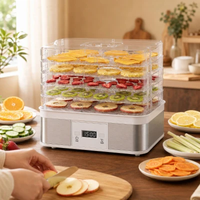 HOMCOM 5-Tier Food Dehydrator Stainless Steel 245W White