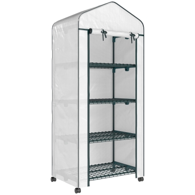 Outsunny 4-Tier Greenhouse Steel Frame Removable Cover White