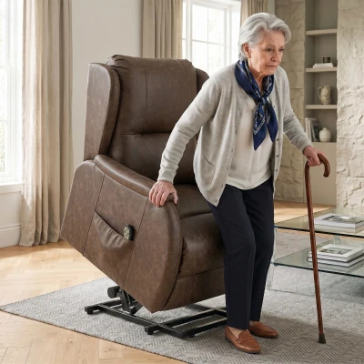 HOMCOM Power Lift Recliner Chair Dual Motor Remote Brown