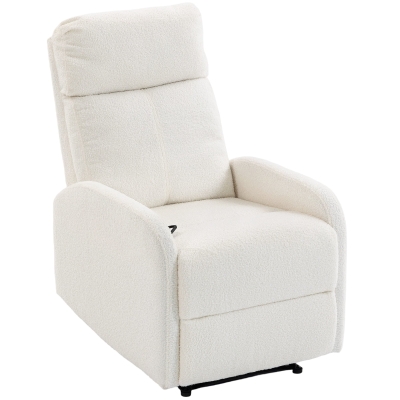 HOMCOM Fauteuil Relax Peluche Teddy Inclinable Crème Rempli Ressorts