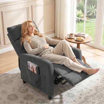 HOMCOM Sillón de Masaje Reclinable con Reposapiés 2 Zonas de Masaje Respaldo Alto Bolsillos Tapizado en Chenilla Gris