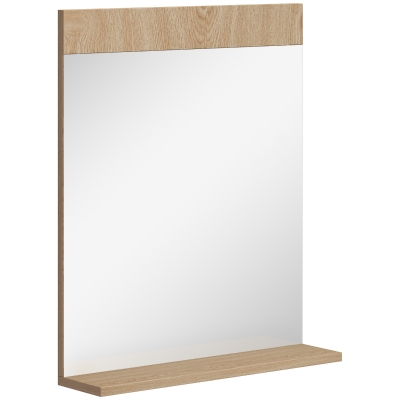 HOMCOM Miroir Mural Chêne 50x12x60cm avec Étagère Entrée
