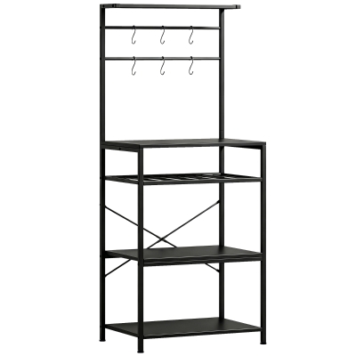 HOMCOM Industrial Storage Shelf Wine Rack 6 Hooks Black