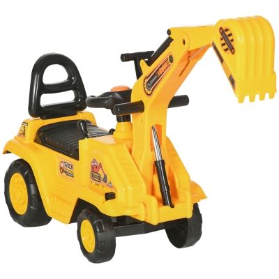 HOMCOM Escavatore per Bambini 18-48 Mesi con Benna, Giallo
