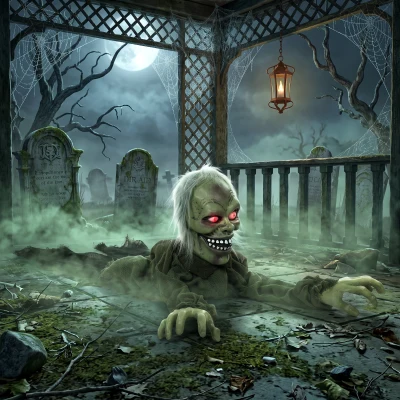 HOMCOM Animatronic Crawling Zombie Halloween Light-Up Eyes