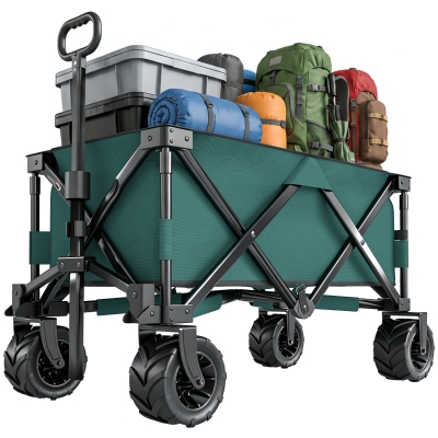 Outsunny Folding Garden Trolley Camping Cart Green
