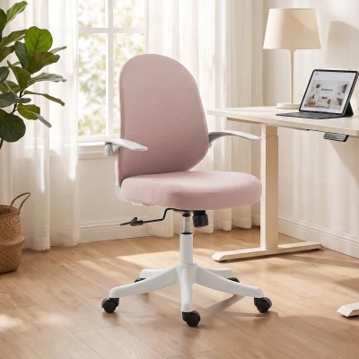 HOMCOM Sedia da Ufficio Ergonomica, Braccioli Ribaltabili, Rosa