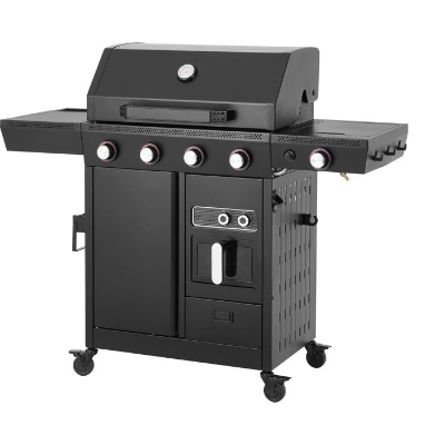 Barbecue a gaz - Cookingbox - Airgrill - 4 brûleurs - Fonction Air Fryer - Cuve en acier - Grilles de cuisson en fonte émaillée