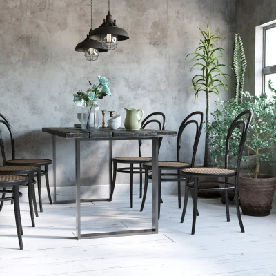 Set 2 picioare pentru masă dreptunghiulare, stil industrial, negru