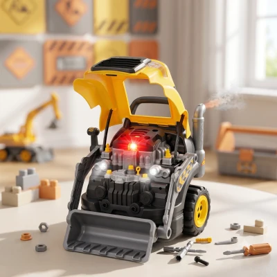 AIYAPLAY Camion Jouet Mécano Jaune Sonore Lumineux 3-6 Ans