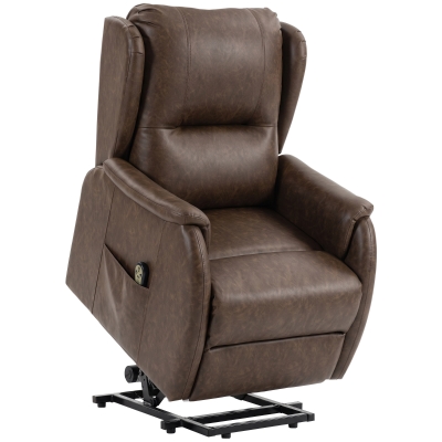 HOMCOM Power Lift Recliner Chair Dual Motor Remote Brown